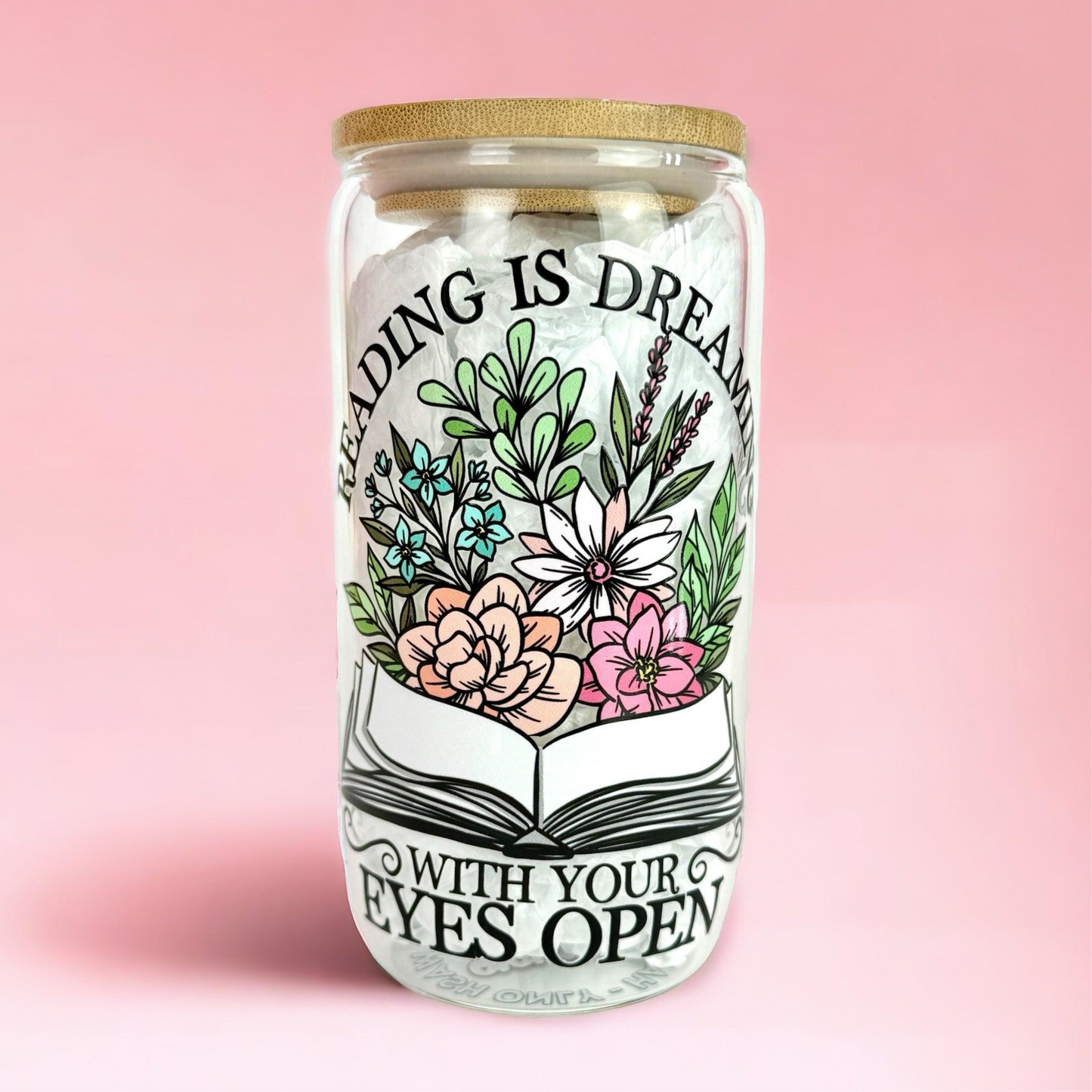 Reading is Dreaming 16oz (455ml) Iced Coffee Glass Cup