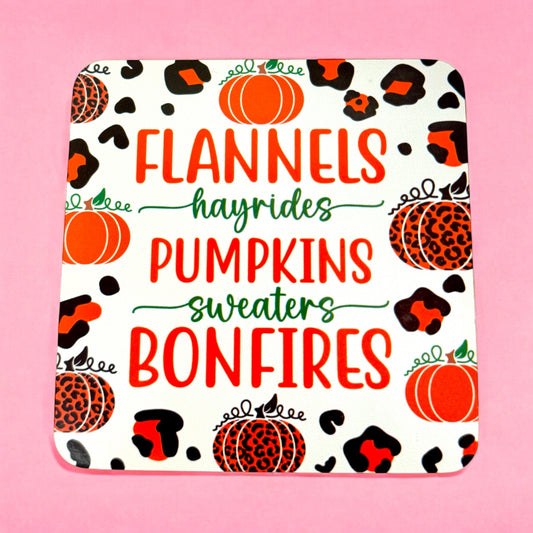 🍁 Flannels, Pumpkins & Bonfires Coaster 🎃🔥