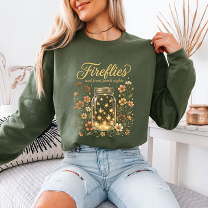 ✨🐞 Fireflies & Front Porch Nights Cozy Sweatshirt 🌙🌼💛