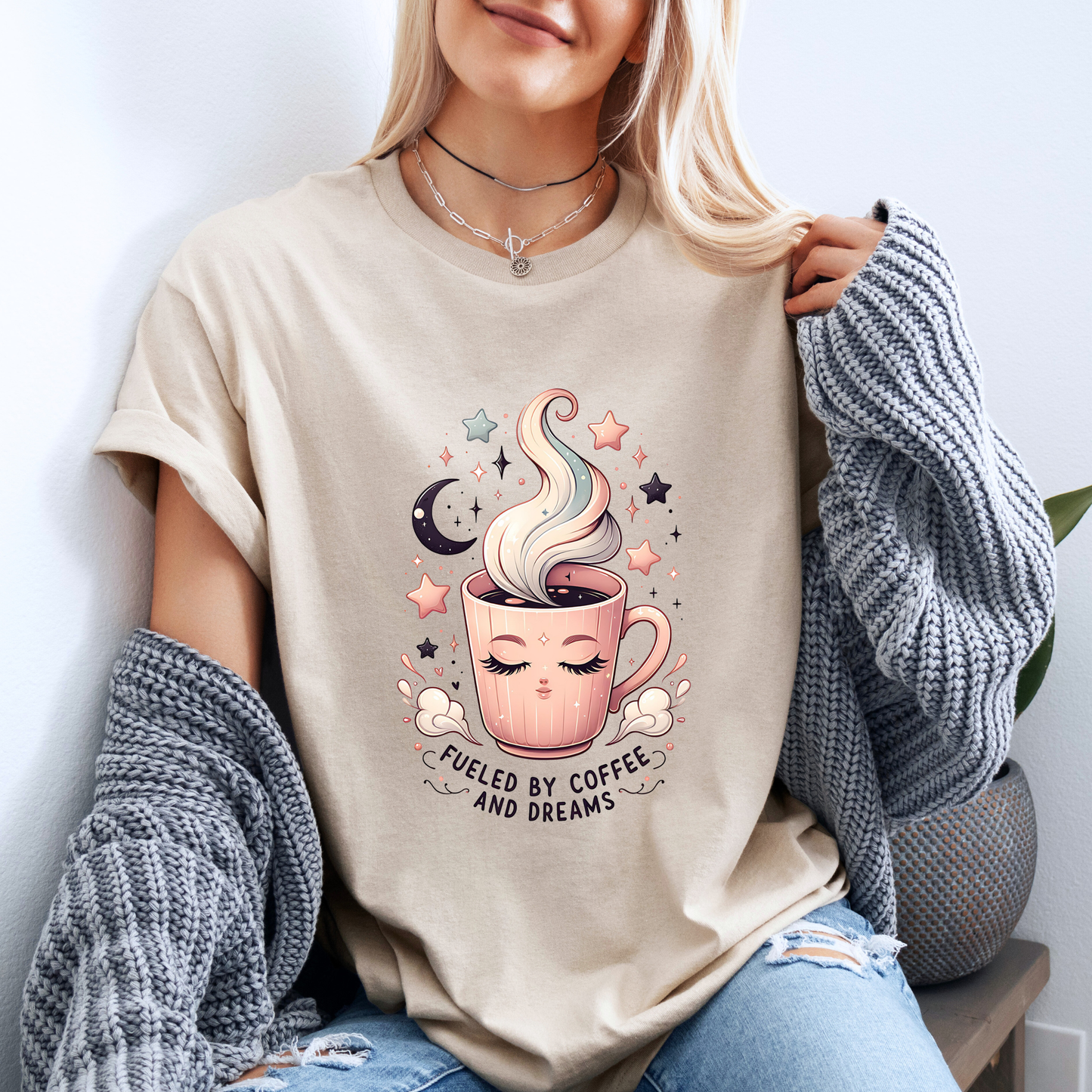 🌙Fueled by Coffee and Dreams  100% Organic Cotton T-Shirt☕️✨