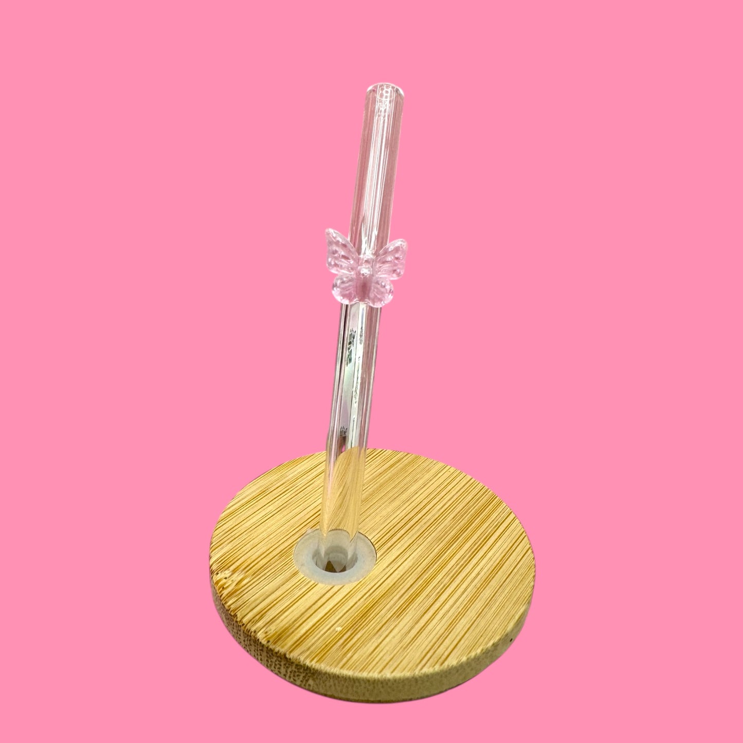Blush Butterfly Glass Straw 🦋💖🌿