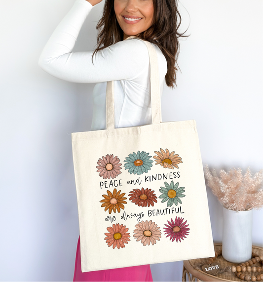 🌸 “Peace & Kindness Floral Tote” 🌸