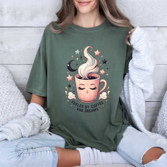 🌙Fueled by Coffee and Dreams  100% Organic Cotton T-Shirt☕️✨