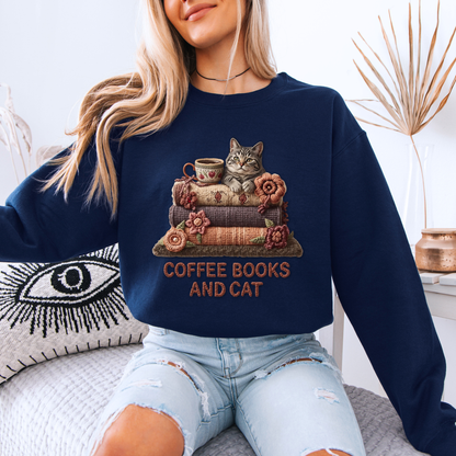 🧶✨ Coffee, Books & Cat Cozy ☕📚🐱
Organic Cotton Sweatshirt