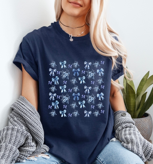 💙 Blue Ribbons & Florals Tee✨