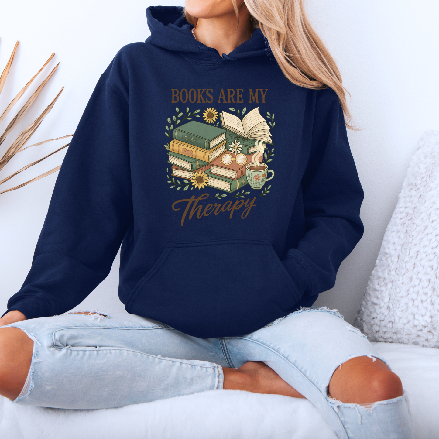 📚☕ Books Are My Therapy Luxuriously Thick Hoodie✨