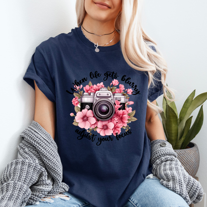 📸 Bloom & Focus Tee 🌸 | Inspirational Camera Quote Shirt