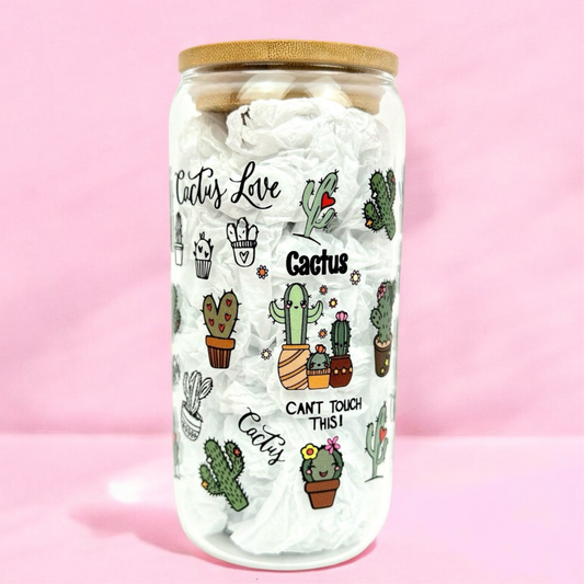Cactus Love 16oz (455ml) Iced Coffee Glass Cup