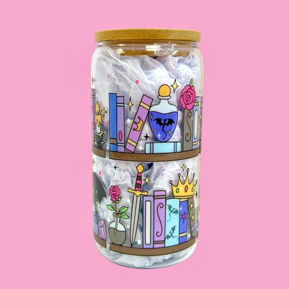 🐉✨Enchanted Bookshelf 16oz Glass Cup ✨📚