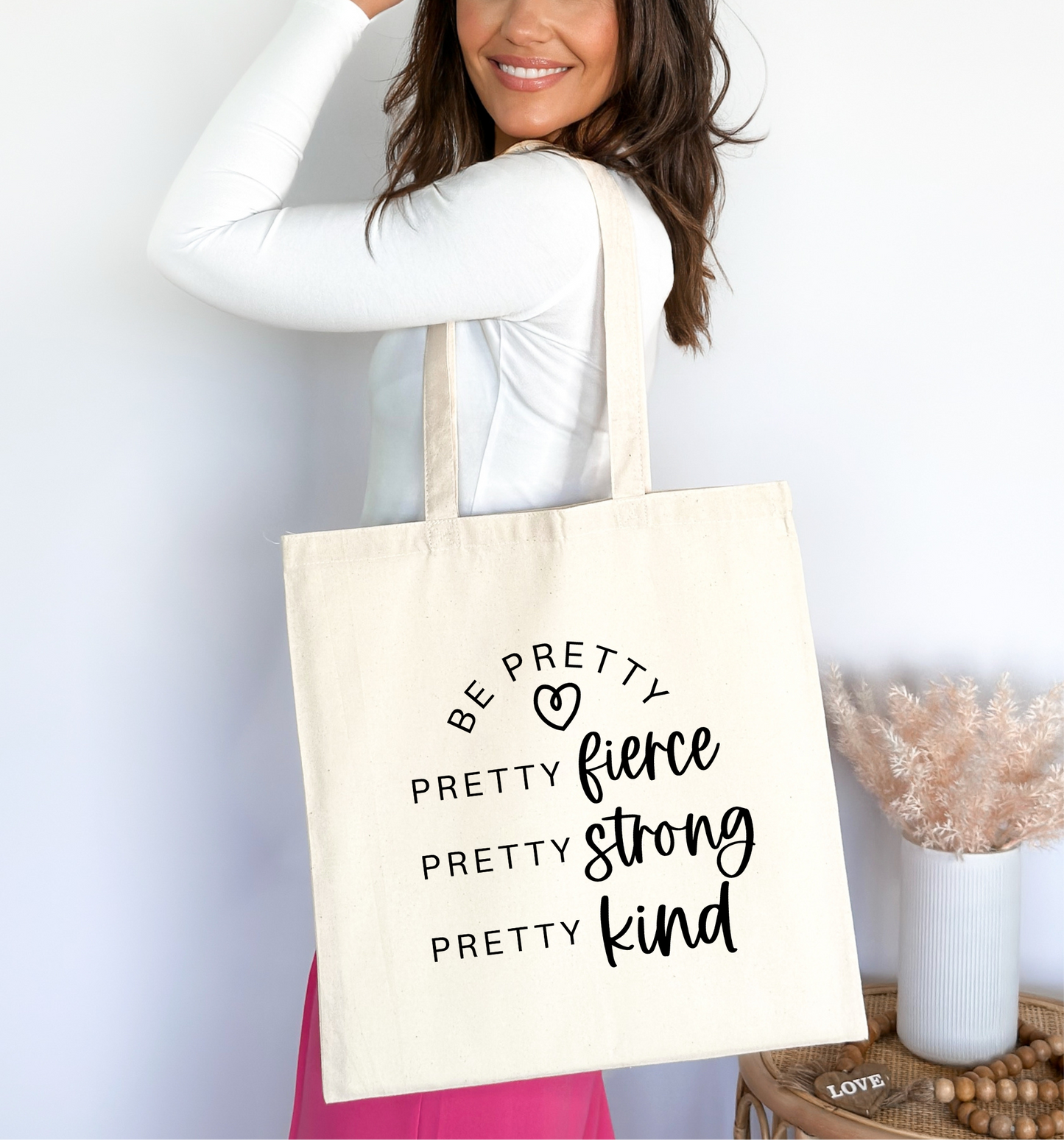 “Be Pretty, Be Fierce Tote Bag 🖤✨”