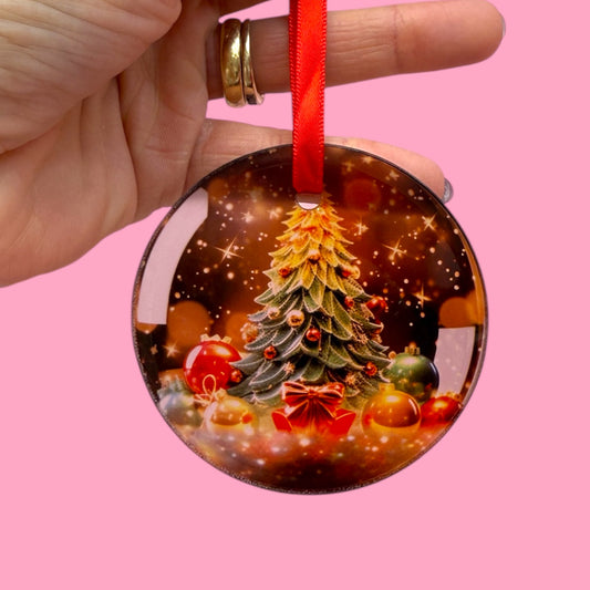 🎄 Golden Christmas Tree Magic Glass Ornament ✨🌟