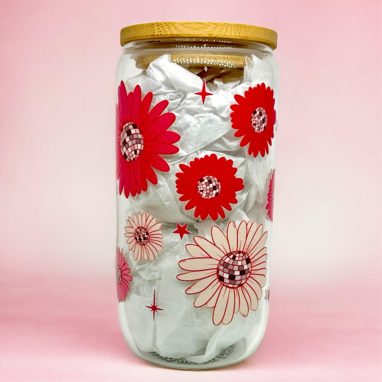 Disco Flowers 16oz (455ml) Iced Coffee Glass Cup
