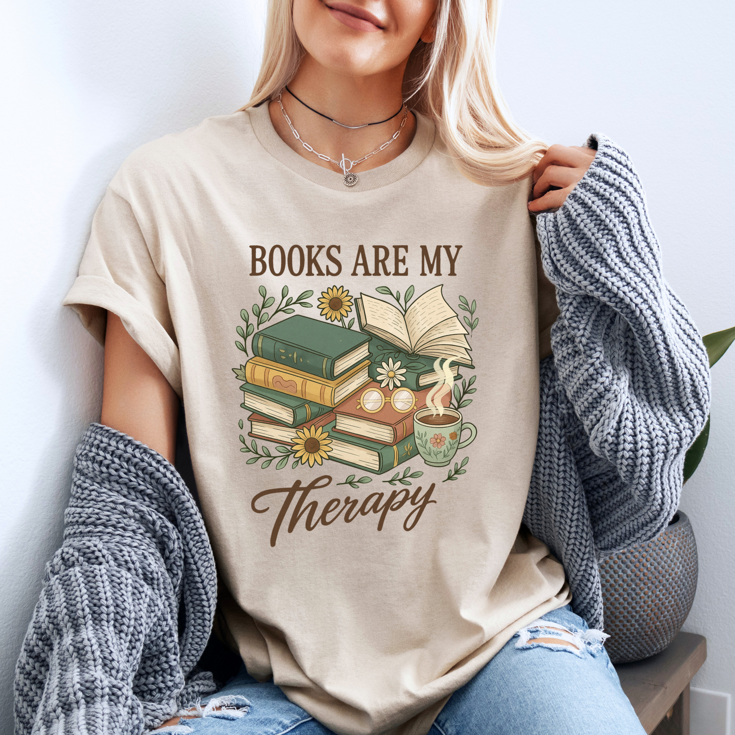 ☕ Cozy Reader Therapy 📖✨
100% Organic Cotton T-Shirt