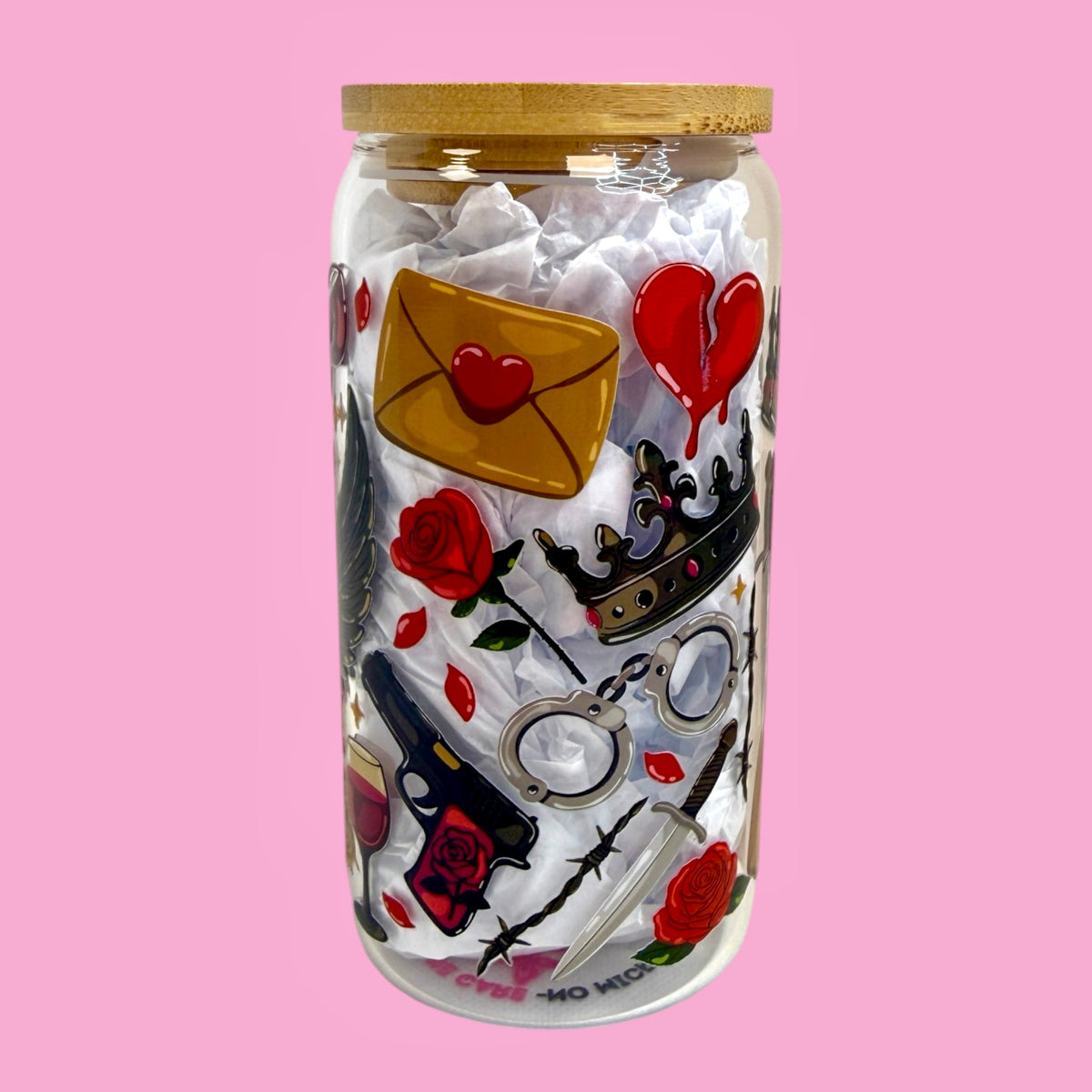 🥀Twisted Romance 16oz Glass Cup 🗡️