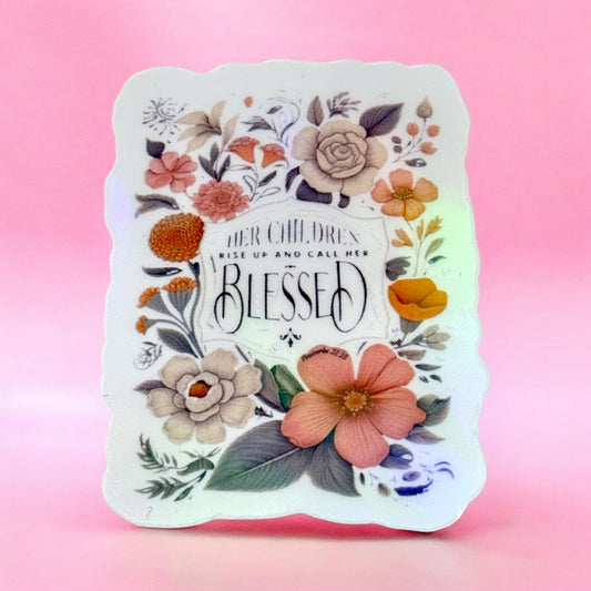 🌸 “Blessed Mother” Floral Vinyl Sticker 🌸