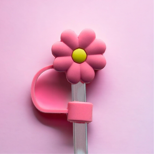 Pink Daisy Straw Topper