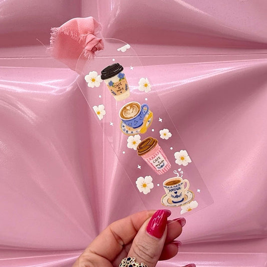 ☕🌸 Coffee Lover Acrylic Bookmark✨