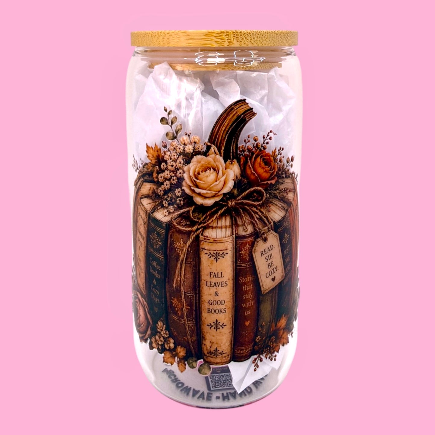 🎃📚 Autumn Bookish 16oz Glass Cup