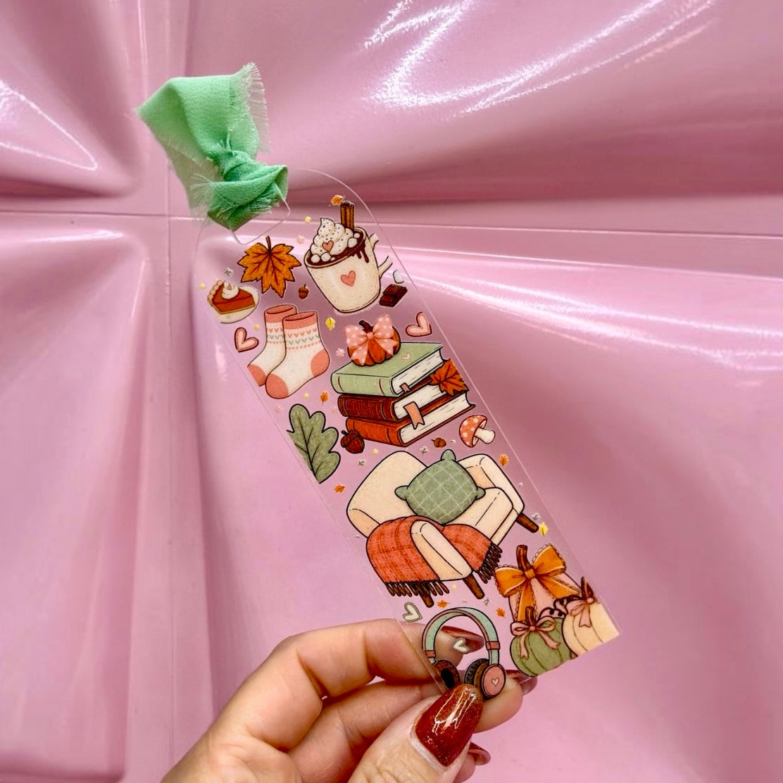 🍂 Autumn Reading Vibes Acrylic Bookmark 📚☕