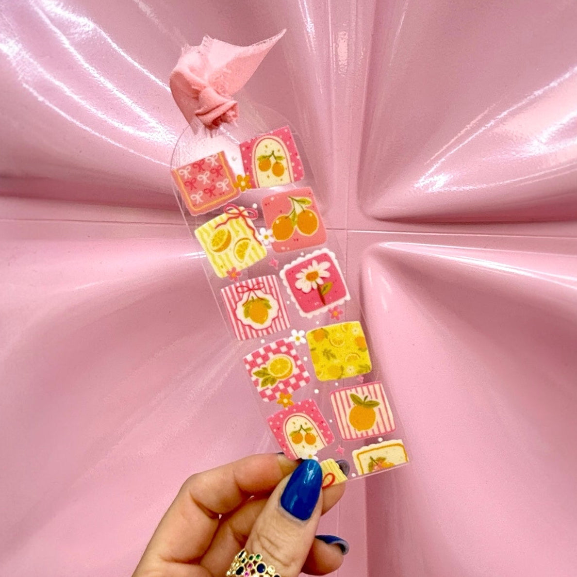 🍊🎀 Citrus Bloom Acrylic Bookmark 🎀