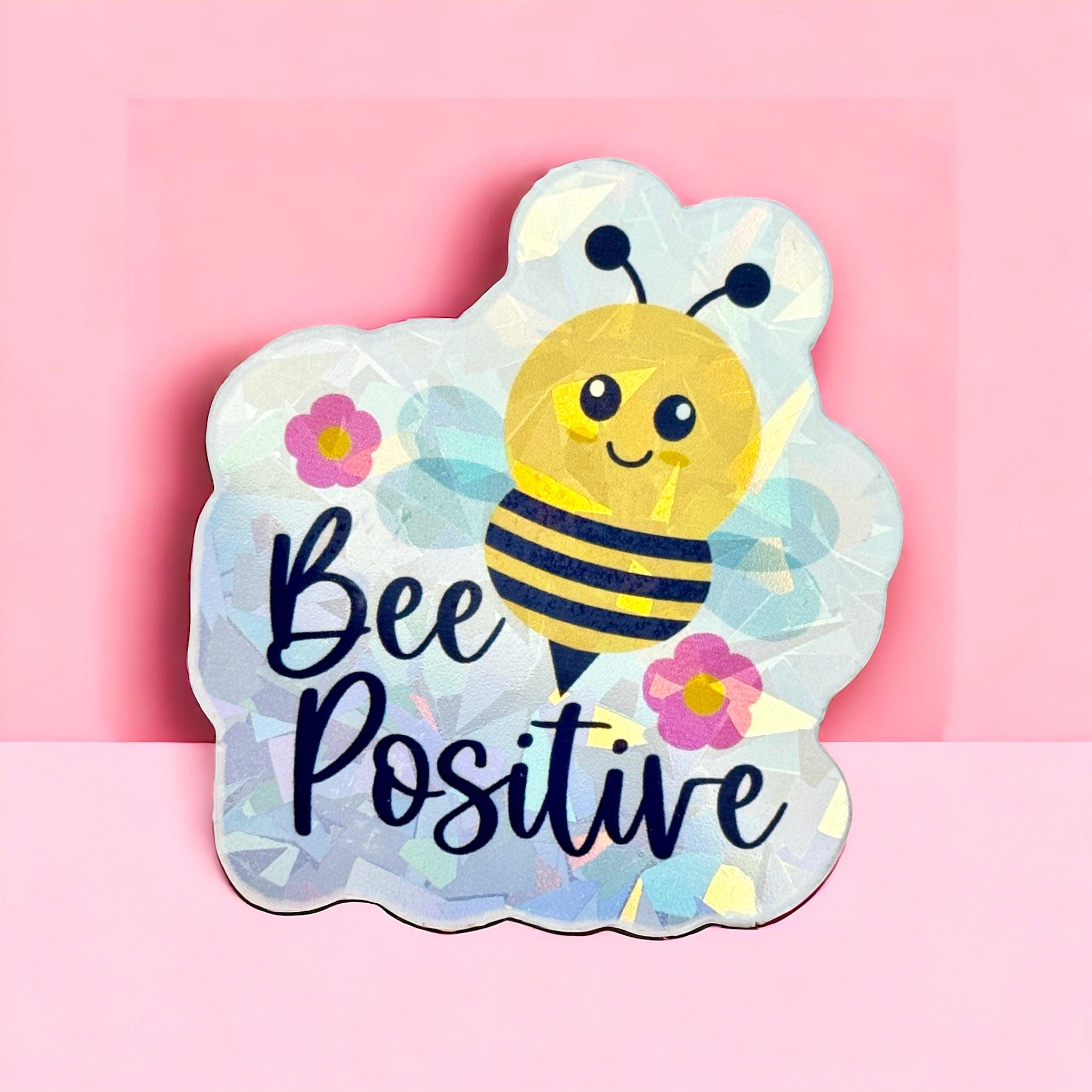 Holographic Vinyl Sticker ‘Bee Positive’