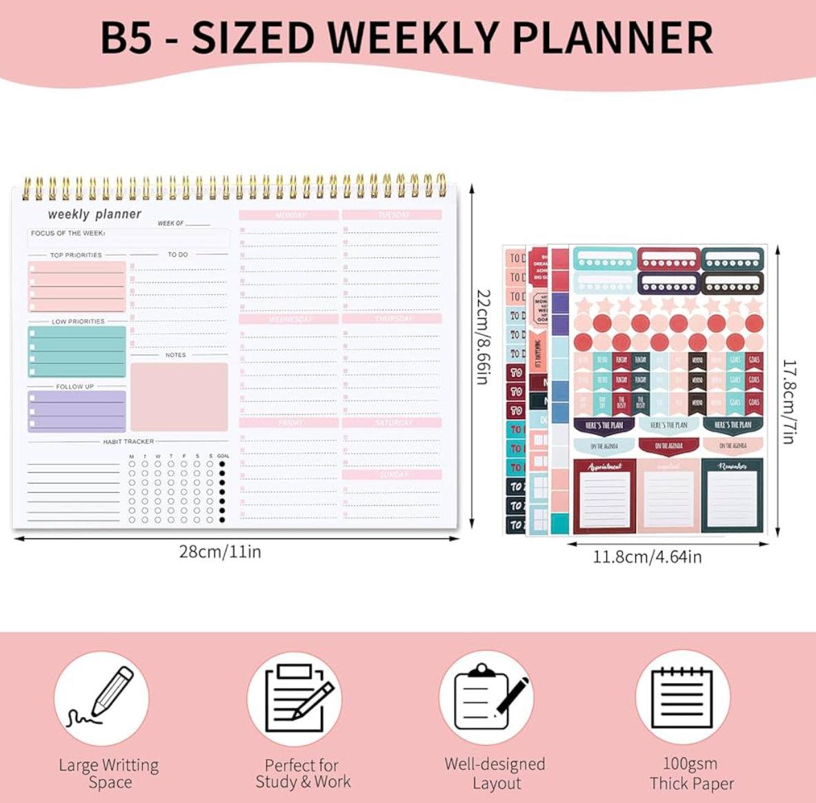 Minimalist Weekly Planner with Goal & Habit Tracking