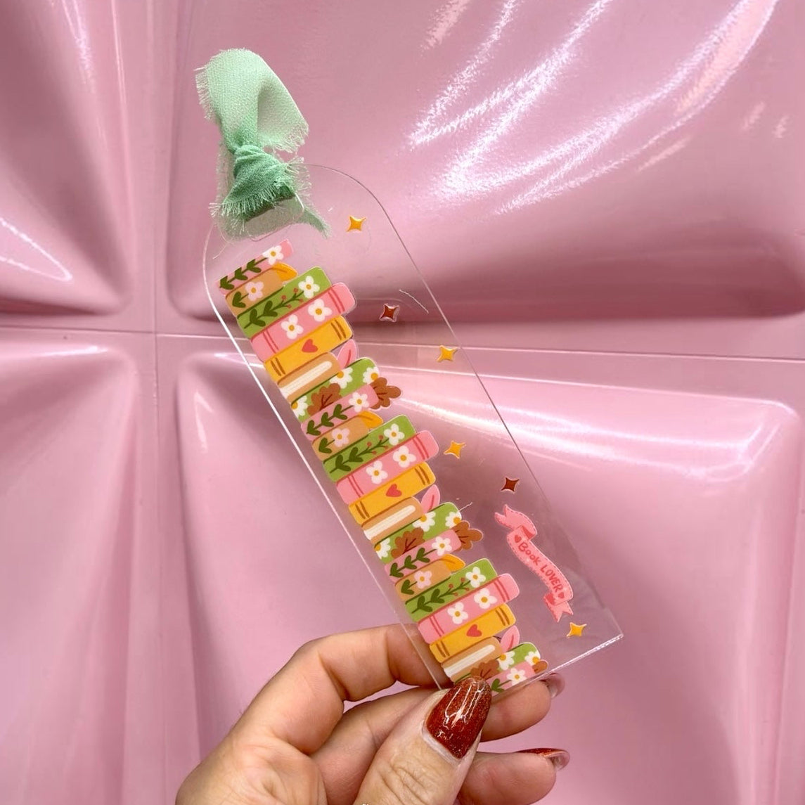📚 Book Stack Acrylic Bookmark 🌸✨
