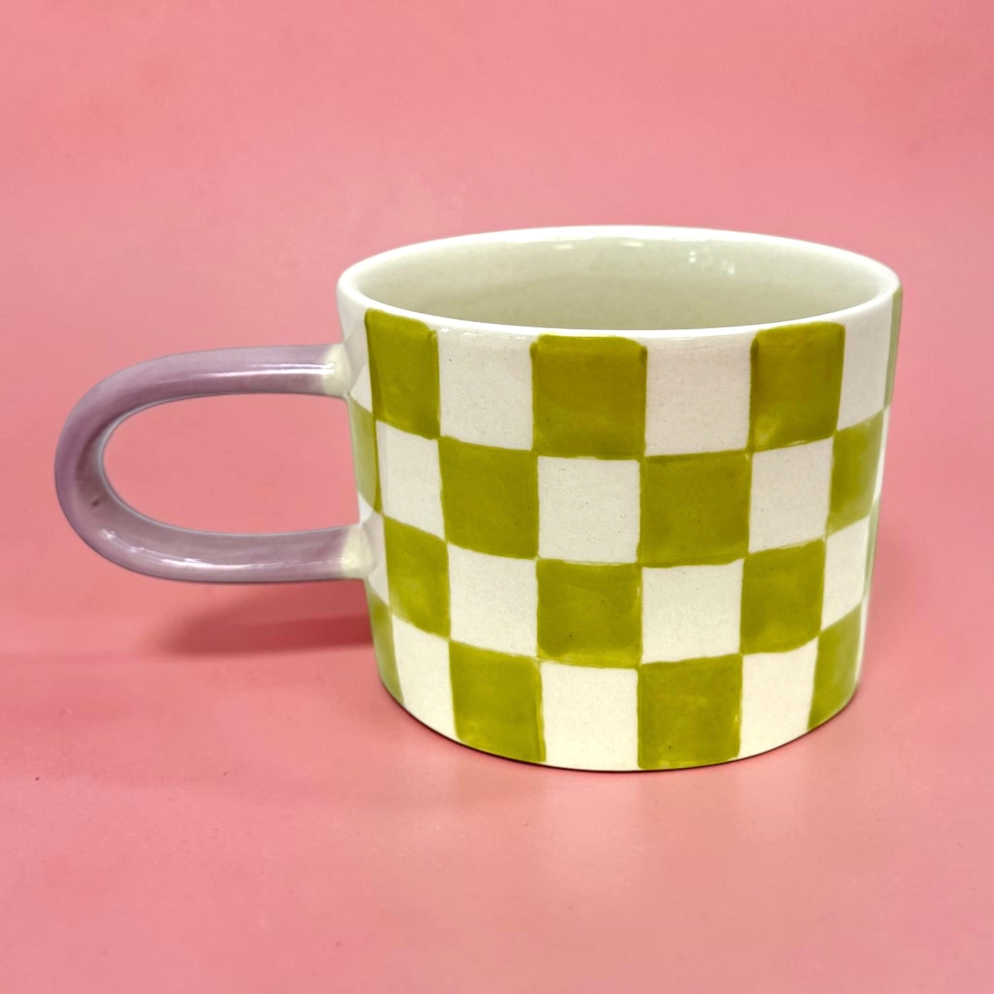💚Green Checkerboard Ceramic Mug | 12oz