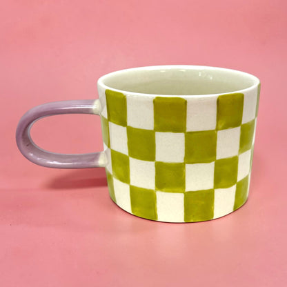 💚Green Checkerboard Ceramic Mug | 12oz