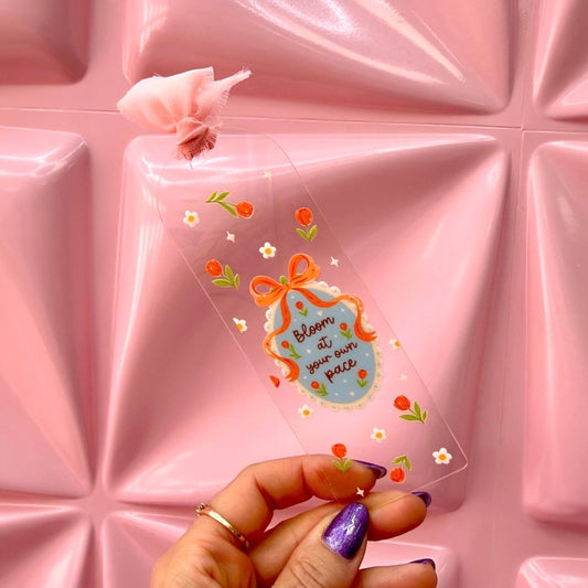 ✨ Bloom at Your Own Pace Acrylic Bookmark 🌸📚