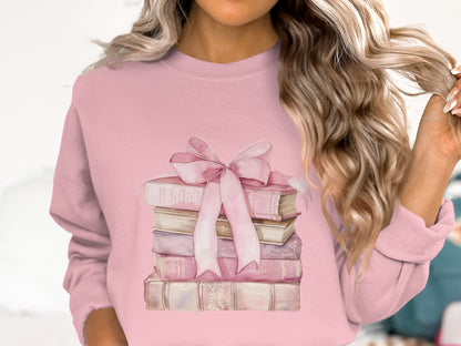 Books and Bow Cotton Sweatshirt