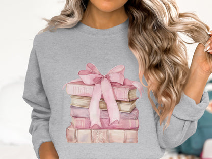 Books and Bow Cotton Sweatshirt
