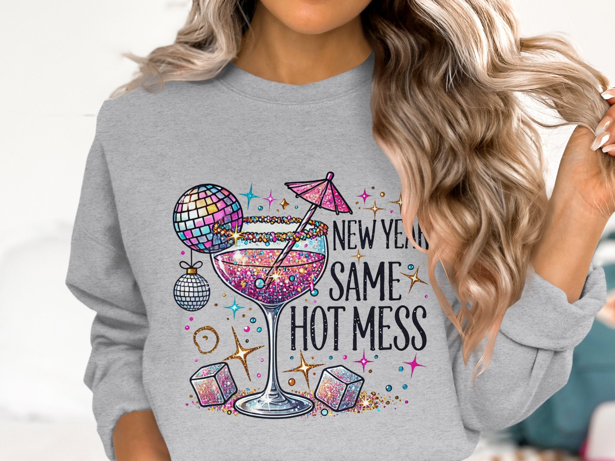 Hot Mess Cheers Cotton Sweatshirt