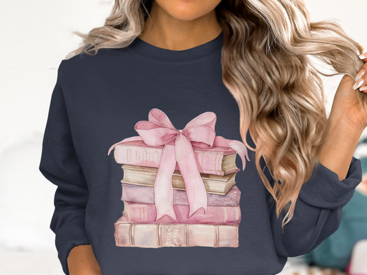 Books and Bow Cotton Sweatshirt