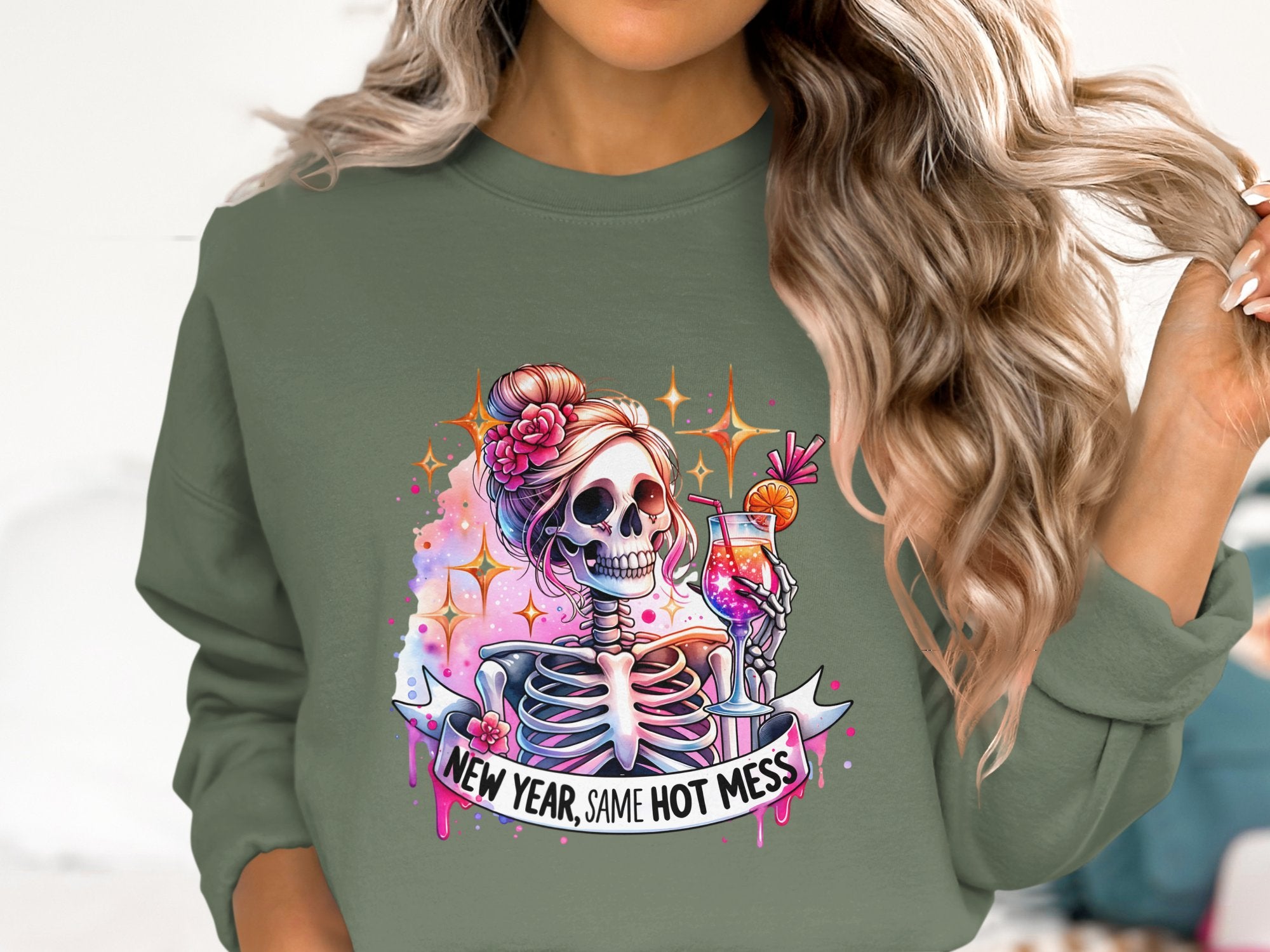 New Year Same Hot Mess Cotton Sweatshirt