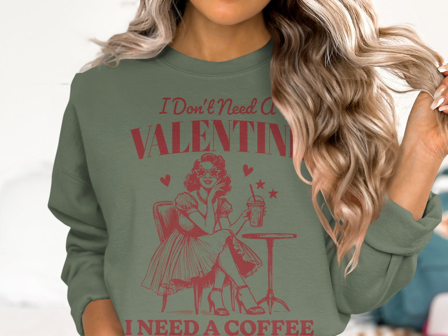 Coffee Over Cupid - Cotton Sweatshirt