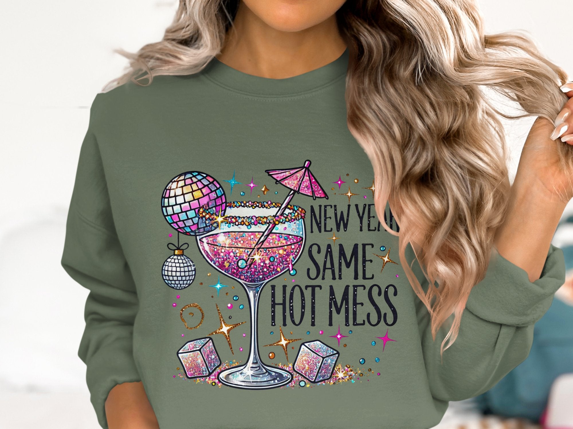 Hot Mess Cheers Cotton Sweatshirt