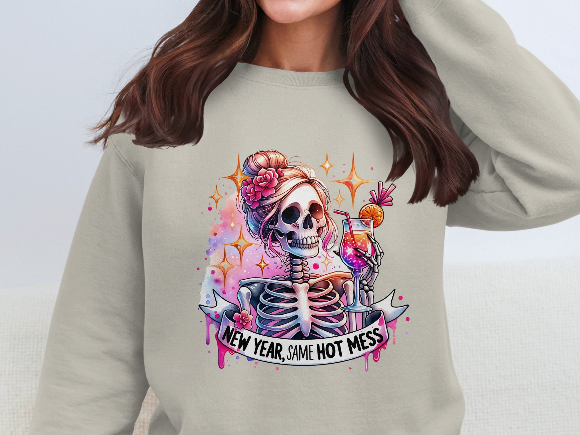 New Year Same Hot Mess Cotton Sweatshirt