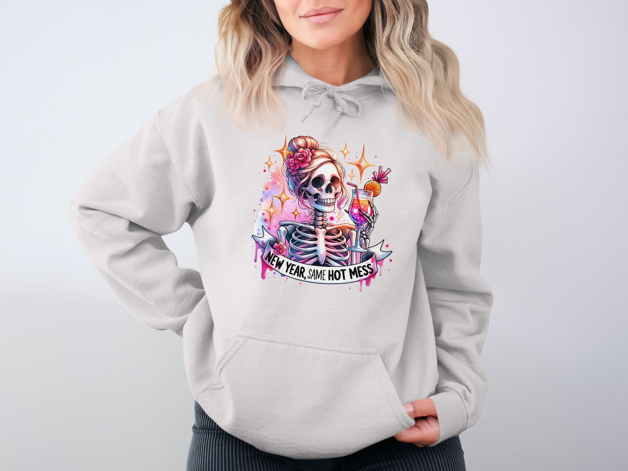 New Year Same Hot Mess Cotton Hoodie