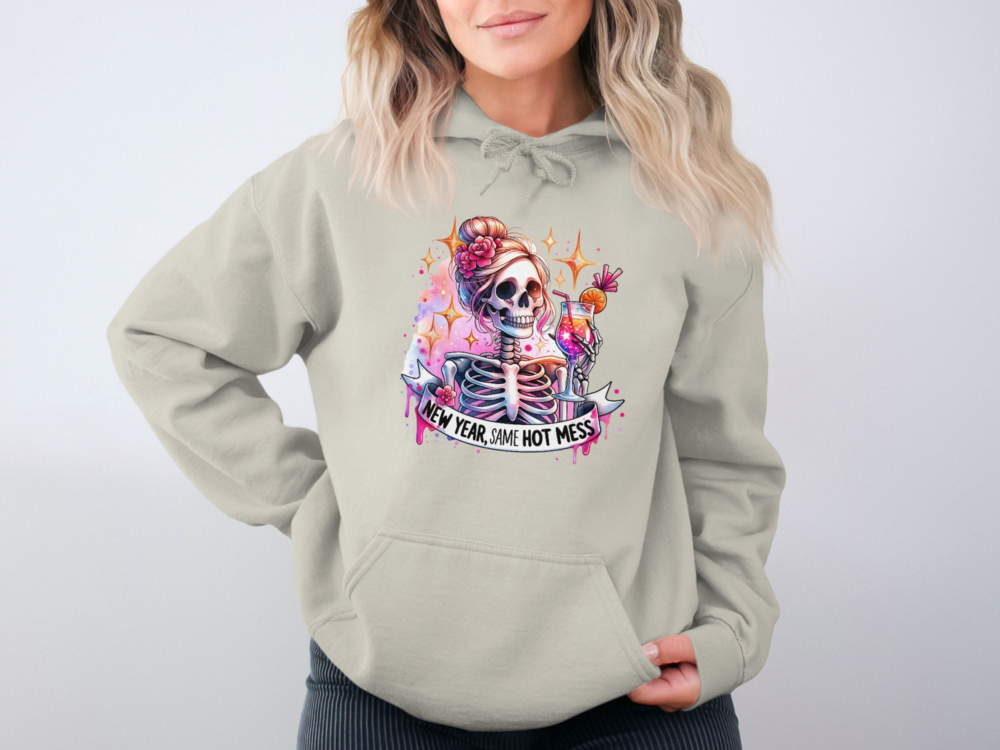 New Year Same Hot Mess Cotton Hoodie