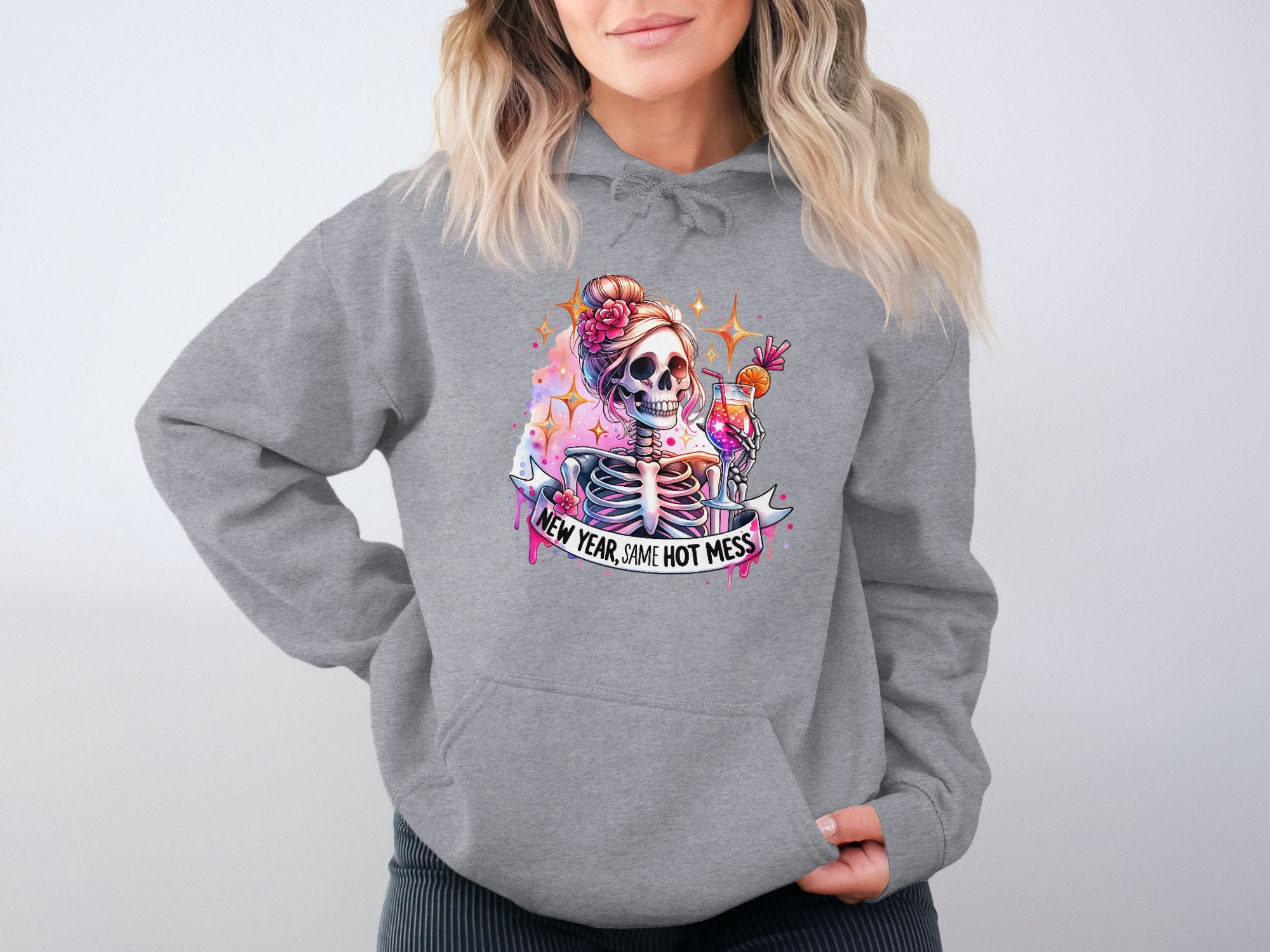 New Year Same Hot Mess Cotton Hoodie