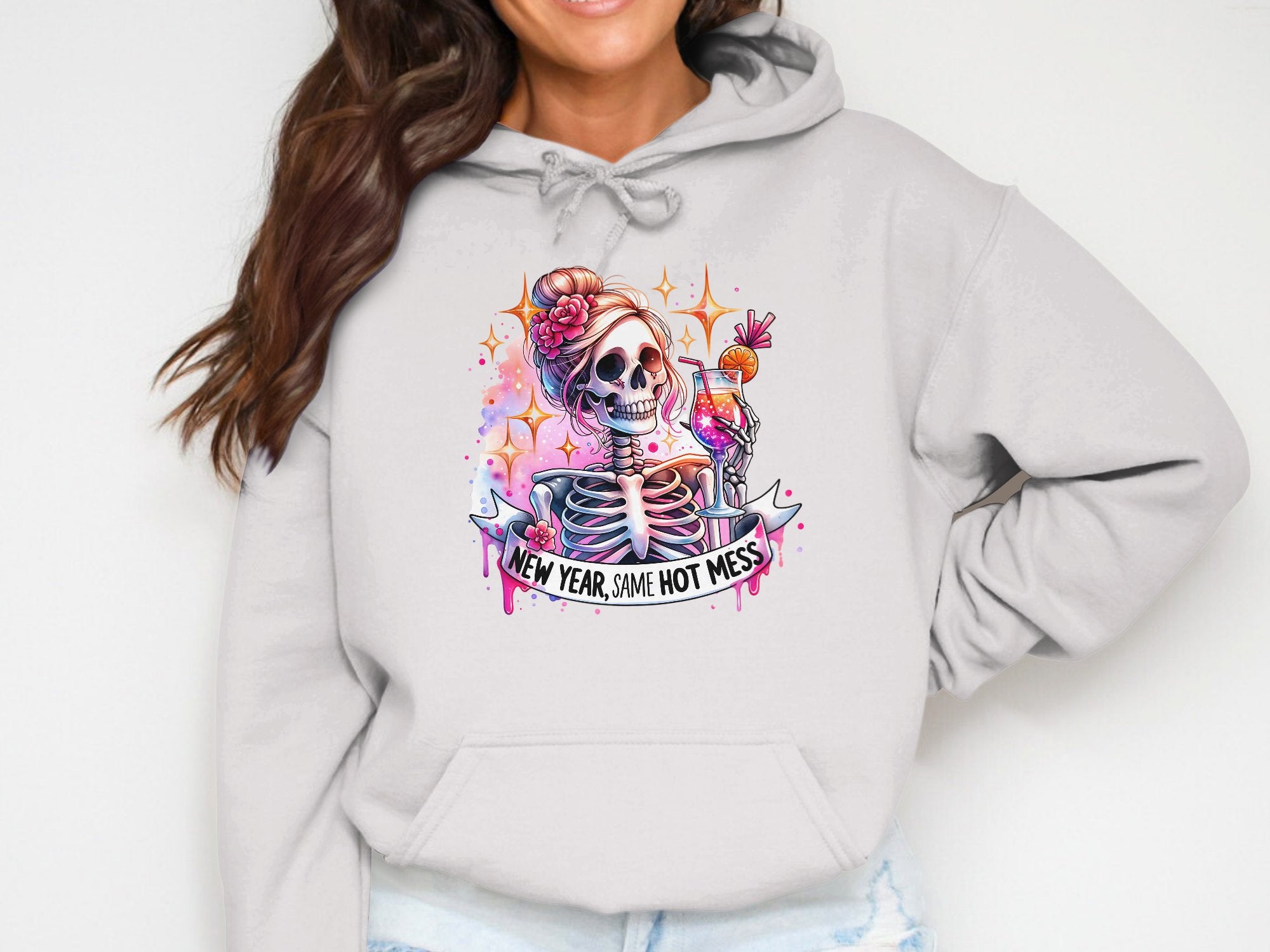 New Year Same Hot Mess Cotton Hoodie