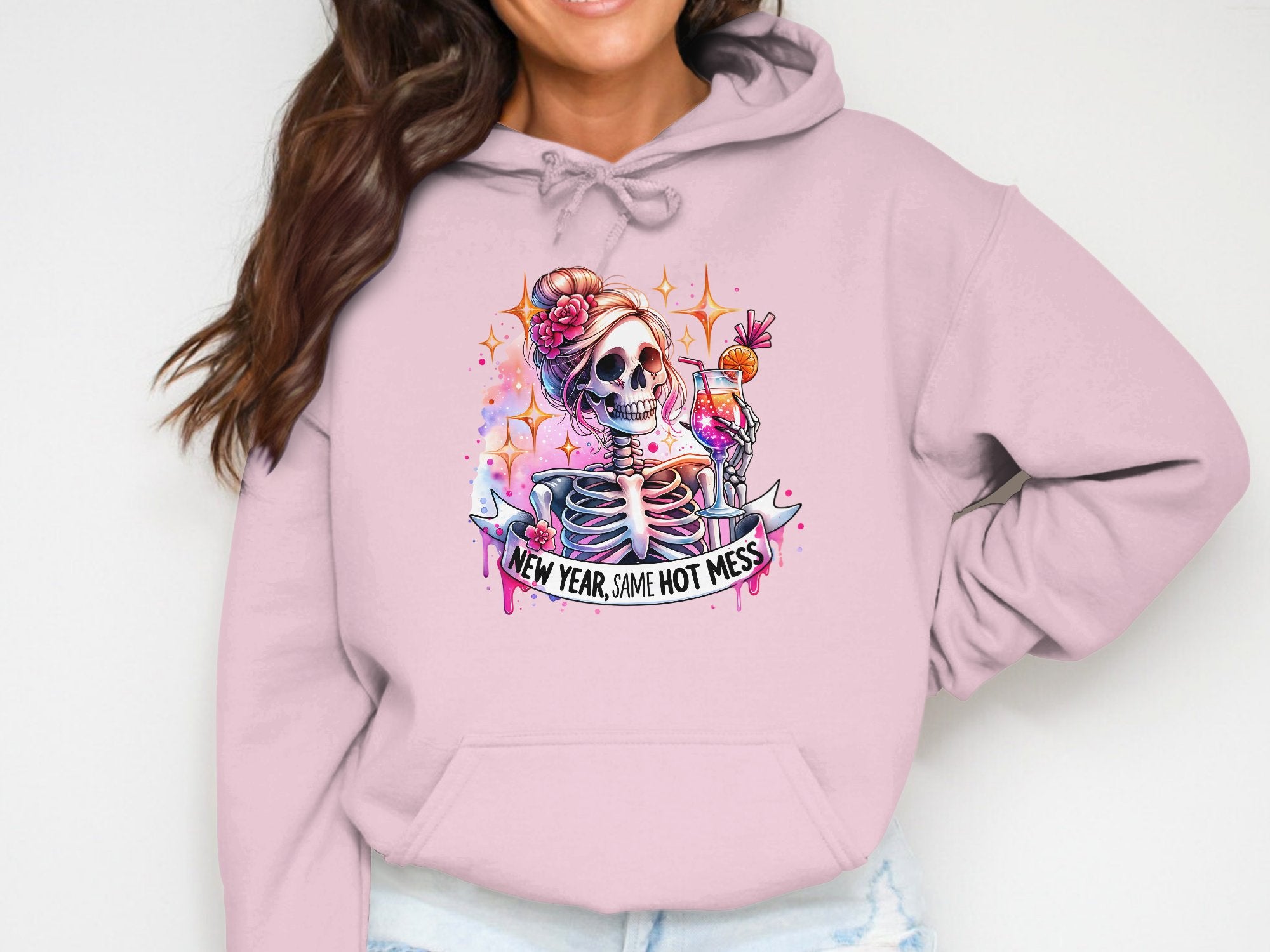 New Year Same Hot Mess Cotton Hoodie