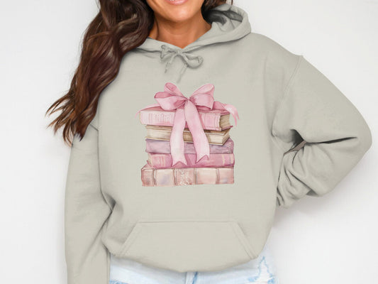 Books and Bow Cotton Hoodie