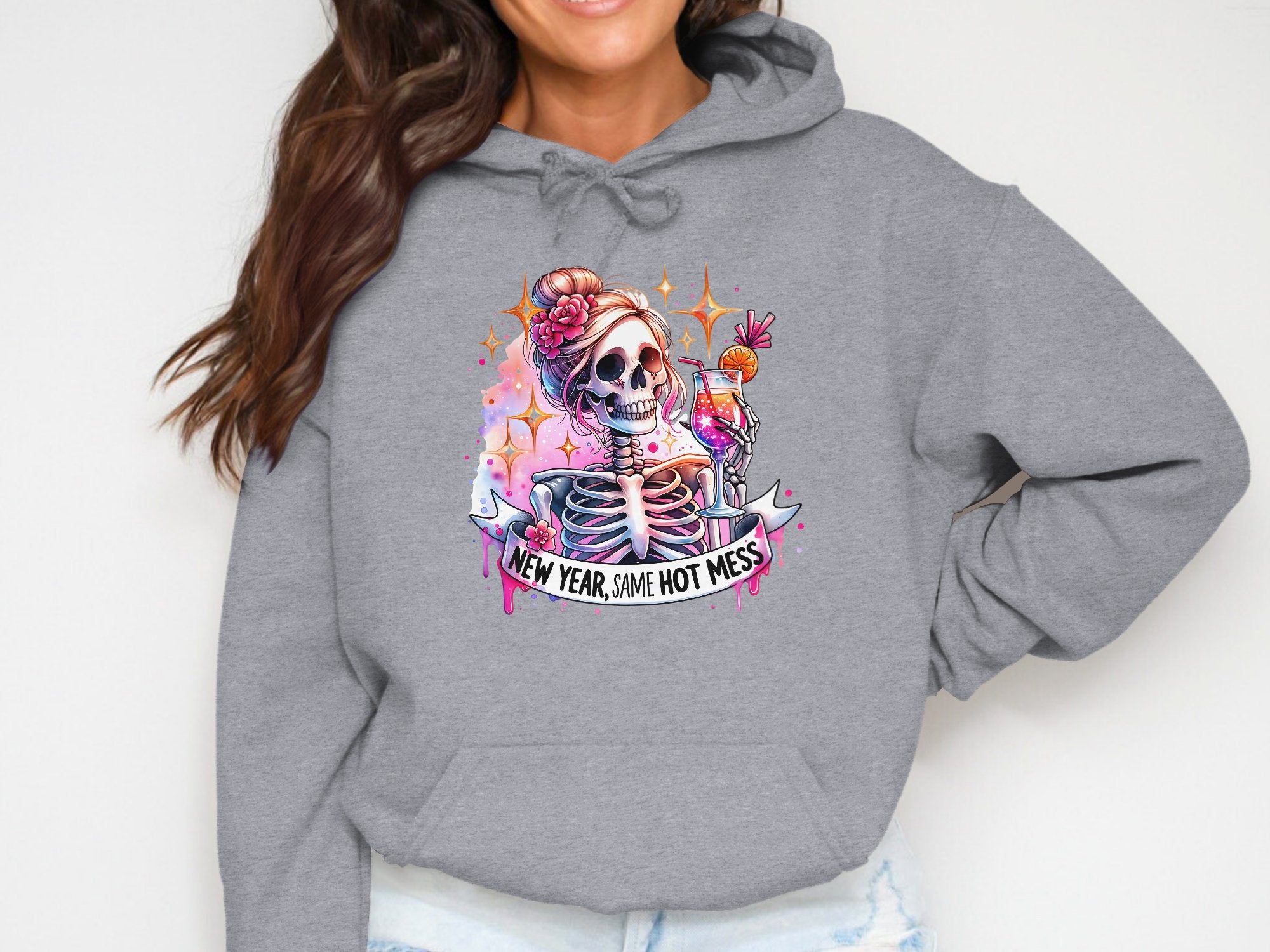 New Year Same Hot Mess Cotton Hoodie