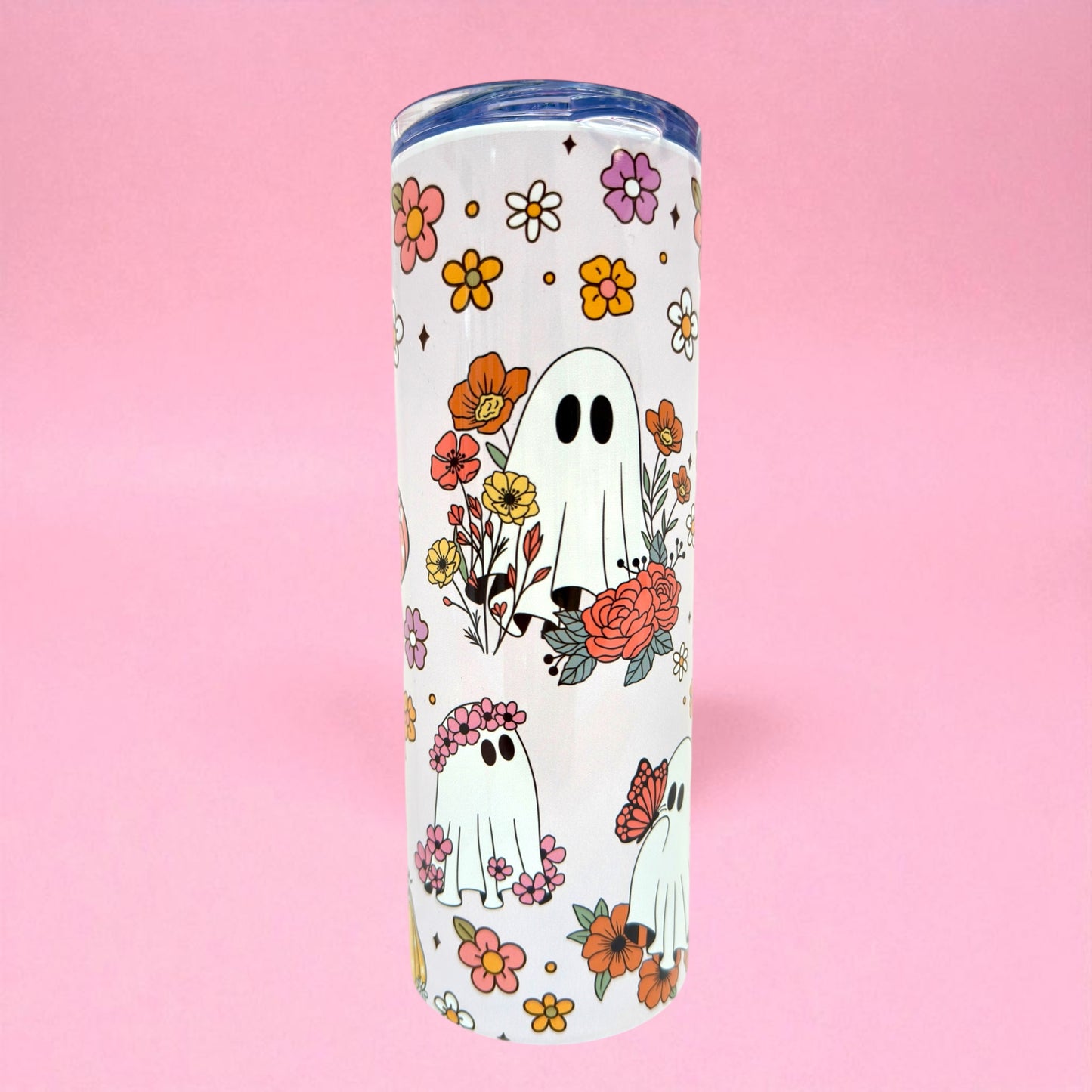 👻 Floral Ghost Vibes – 20oz Tumbler 🌸✨