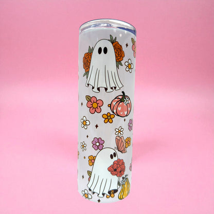 👻 Floral Ghost Vibes – 20oz Tumbler 🌸✨