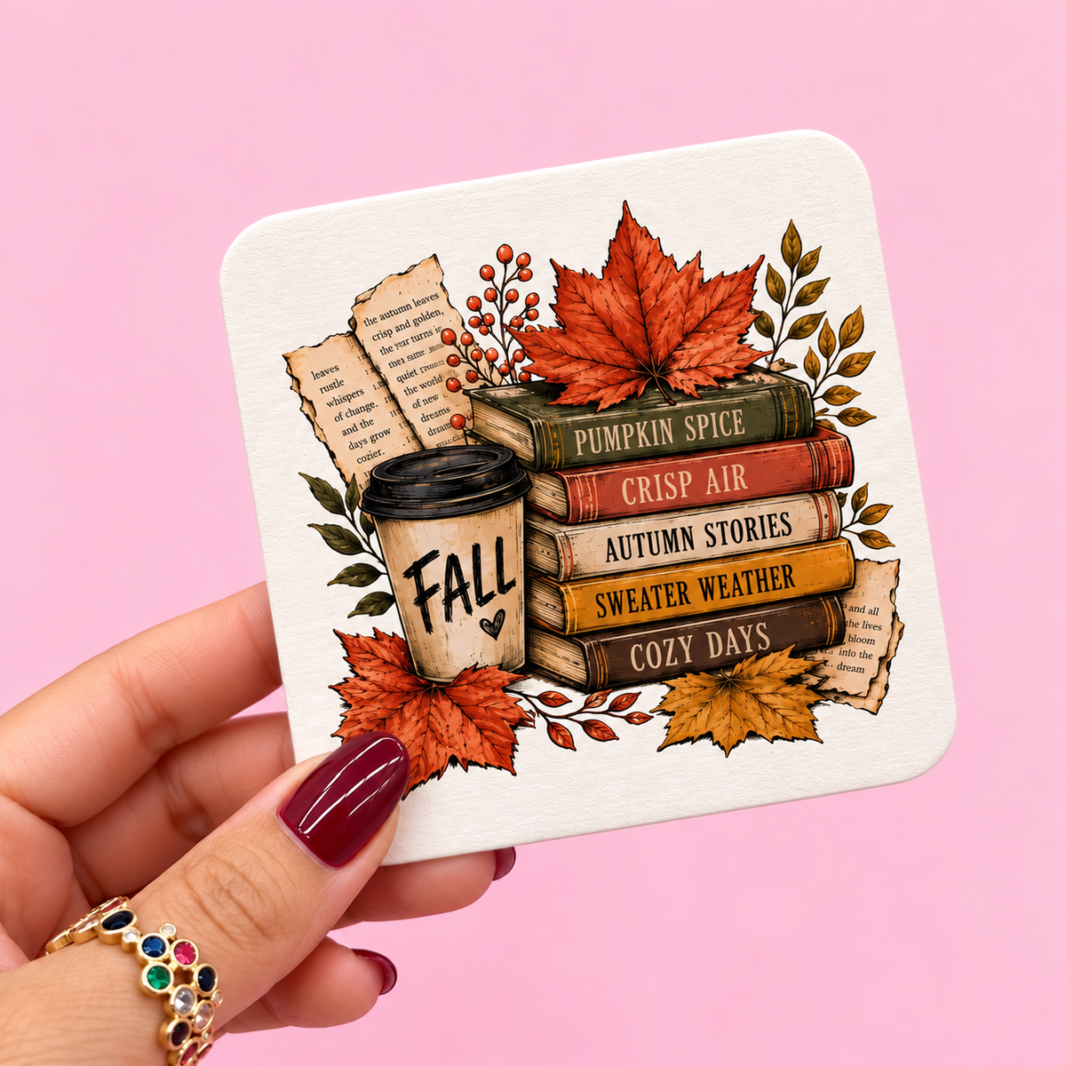 ✨Autumn Book Lover Coaster 🍂📚