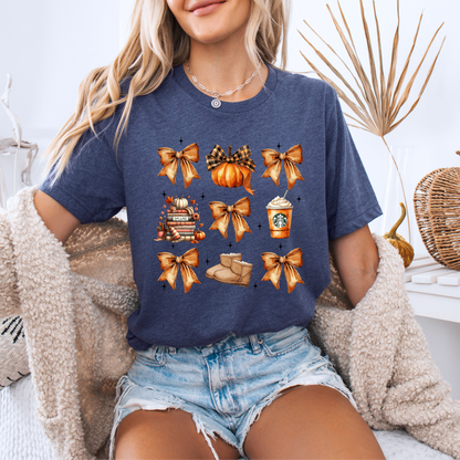 🎀🍂 Pumpkin & Bows Fall Tee 🎃☕ 100% Organic cotton