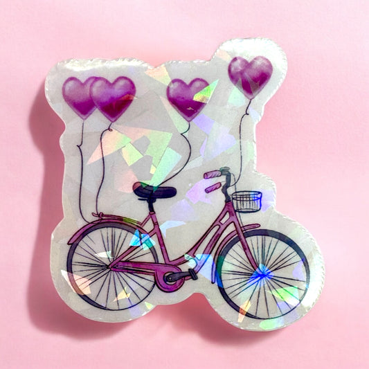 ✨💖 Vintage Pink Bicycle Holographic Sticker 💕🚲